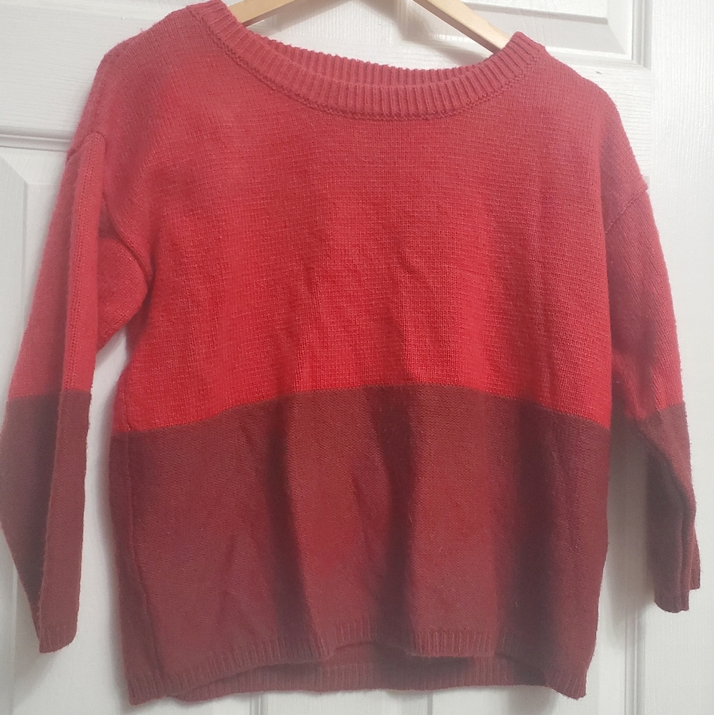 Attitude Jay Manual Color Block Red/MAROON Sweater - Size S 6 (4-6)